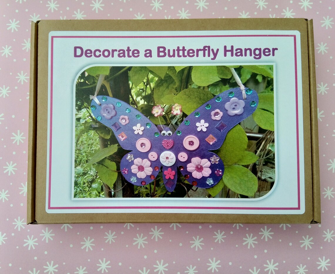 Button Art Butterfly Kit for Kids Craft Kit Girls Wooden Etsy