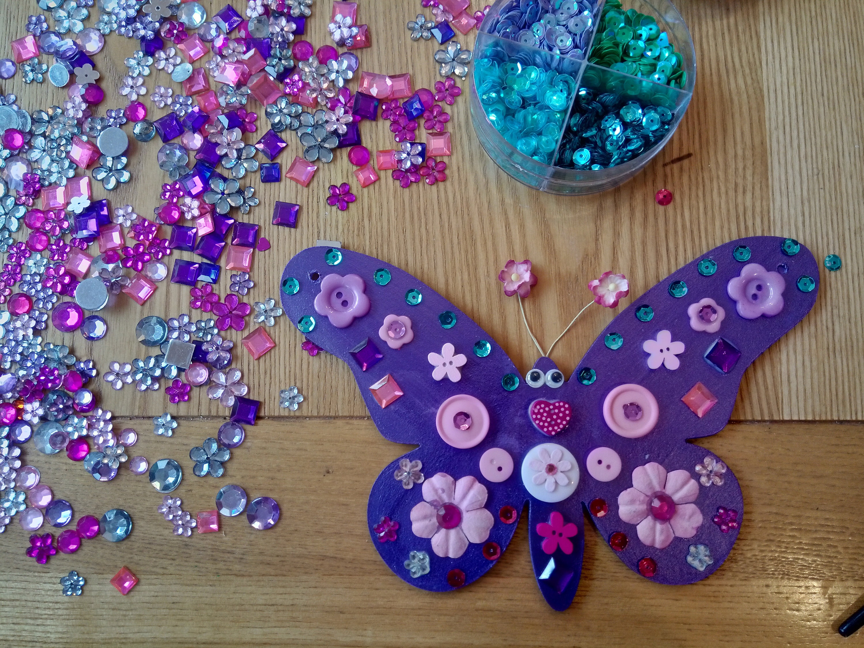 Button Art Butterfly Kit for Kids Craft Kit Girls Wooden Etsy