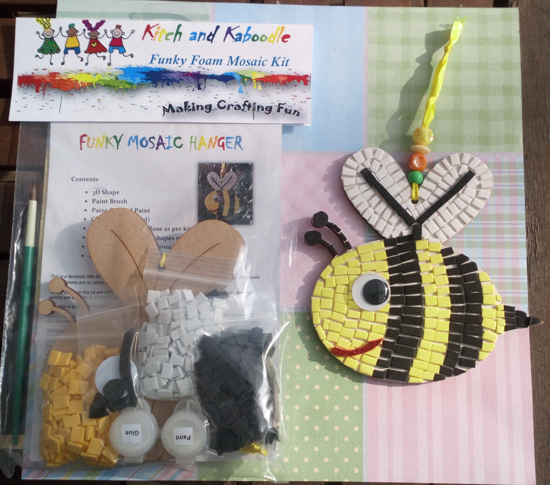 Create a Mosaic Bee Kit Kids Mosaic Kit Birthday Gift EVA Etsy UK