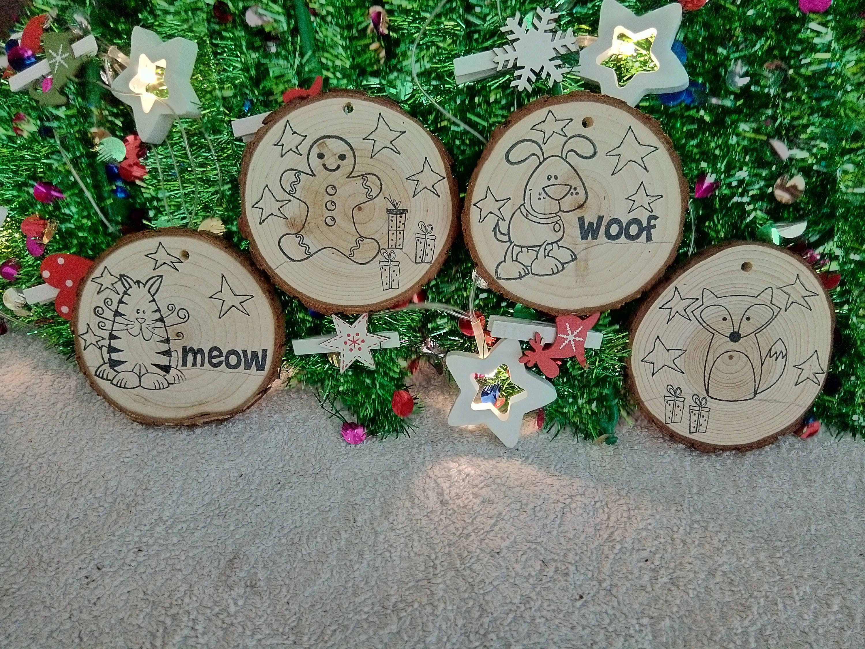 Christmas Decoration Craft kit Paint Wood Tree Slice Kit Etsy