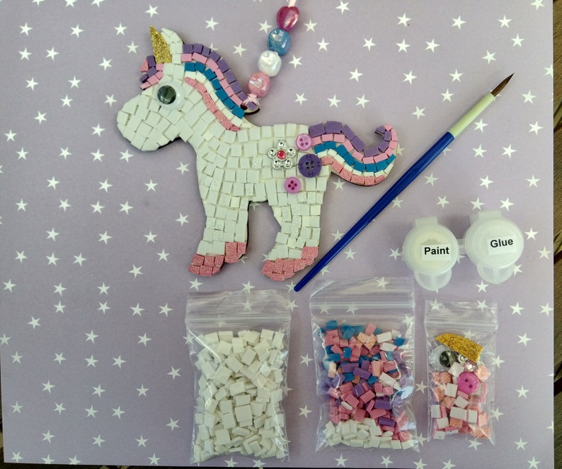 Mosaic Unicorn Kit Make Your Own Mosaic Kit Birthday Gift Etsy