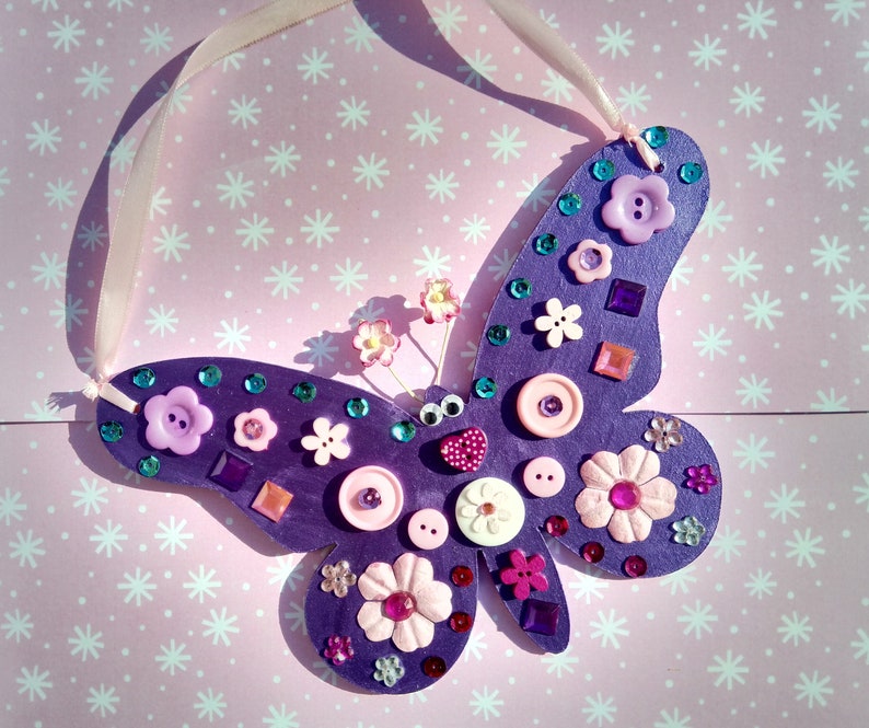 Butterfly Button kit for kids Craft kit Girls Craft Mosaic Etsy