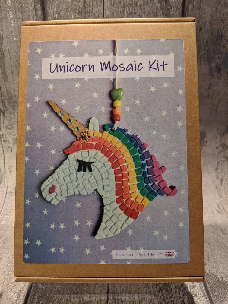 Glittery Garden Mosaic Craft Kit - Decorate Your Own Unicorn and Rainbow  Design Coaster with Glass Tiles. Birthday Gift, Fun DIY Art and Craft