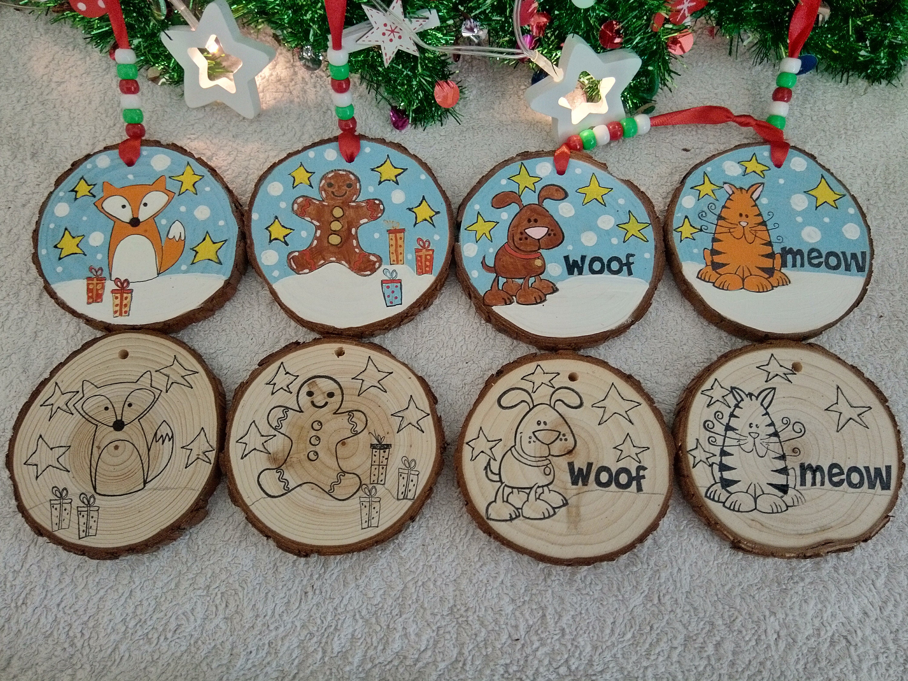 Christmas Decoration Craft kit Paint Wood Tree Slice Kit Etsy