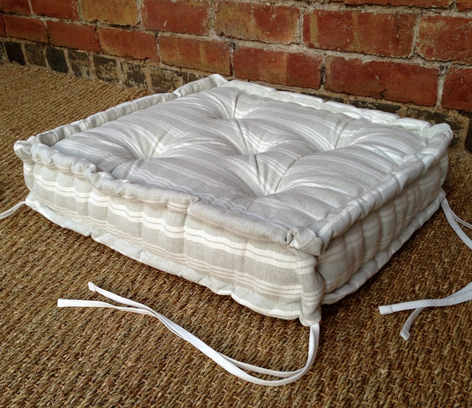 Handmade Seat Pad With Ties Box Cushion French Tufted Style Etsy