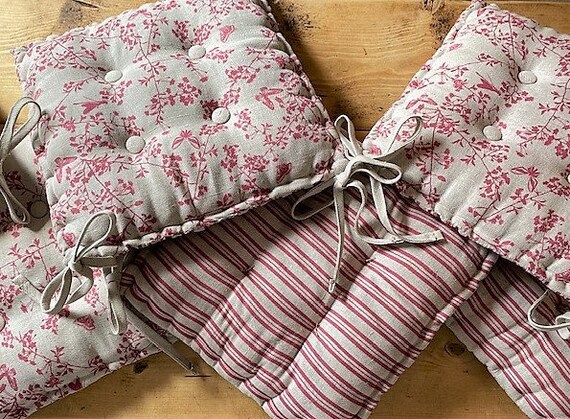 Chair cushions with ties french country hotsell