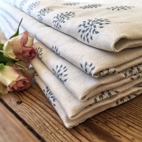 Handmade Interlined Roman Blind, Shade, Olive & Daisy Nancy Linen, Nordic Blue, Made to Measure, Bespoke-Please Note Full Price on Quotation