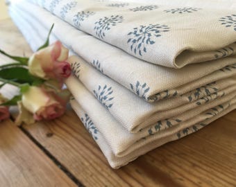 Custom Interlined Roman Blind/ Shade in Olive & Daisy Nordic Blue Nancy Linen - Please note full price is on quotation