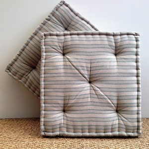 Custom French Style Cushions in Susie Watson Sail Blue Ticking Stripe - Please note that full price is on quotation