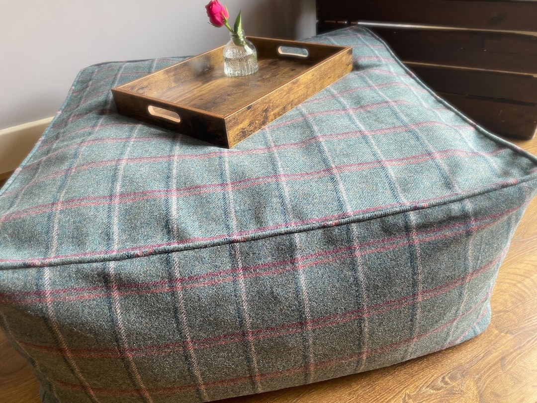 Custom Pouffe in Abraham Moon Glen Lyon Teal Wool - Please Note That ...