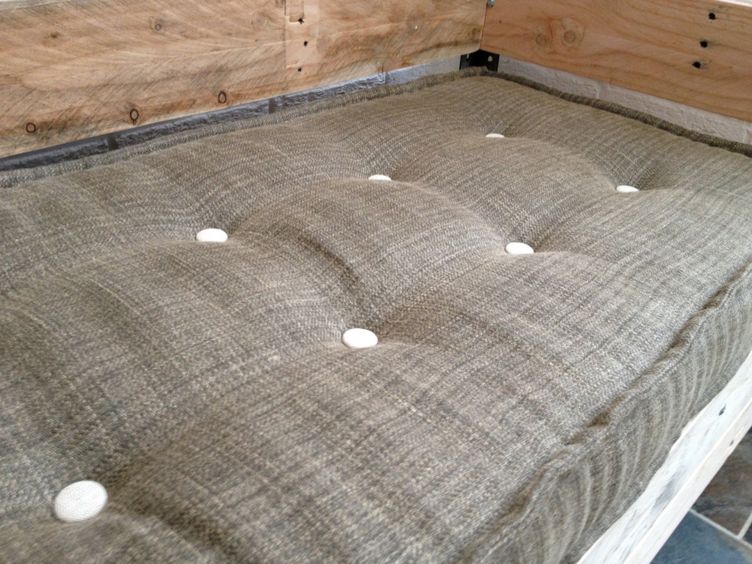 French Style Box Cushion, Made to Measure, Buttoned, Tufted, Bench