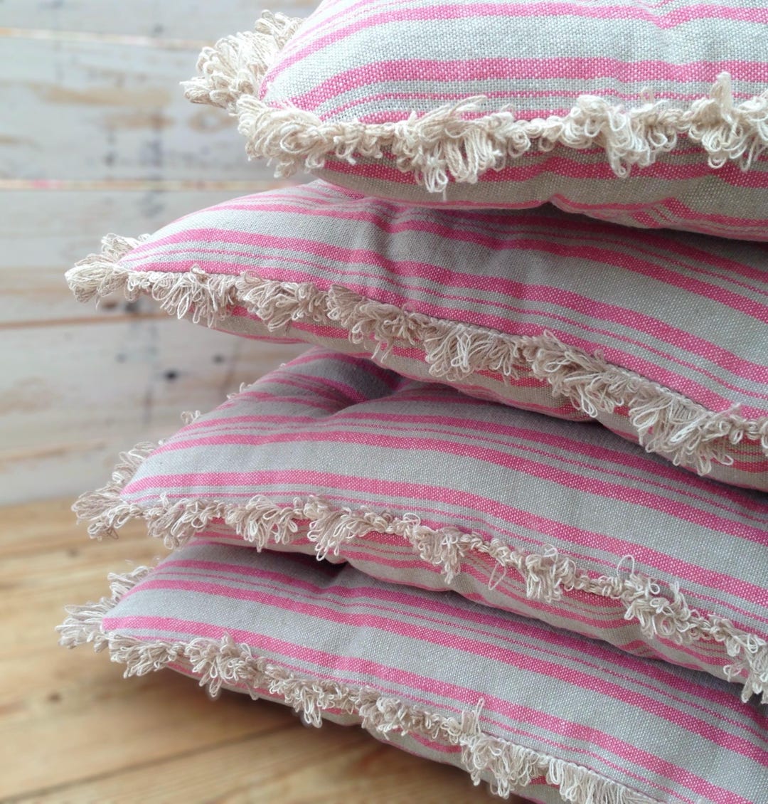 Custom Tufted Dining Cushions in Susie Watson Medium Ticking