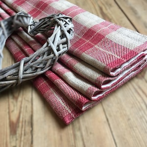 Custom Roman Blind/ Shade in Ian Mankin Kintyre Check Peony  - Please note full price is on quotation