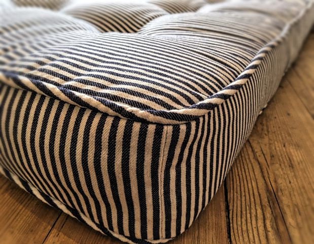 Custom Bench Cushion Black Ticking Stripe Window Seat -  Norway