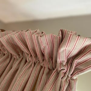 Custom Cottage Pleat Curtains in Red Linen/ Cotton Ticking Stripe - Please note that full price is on quotation