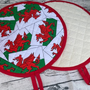 Quilted Aga Hob Covers, Welsh Dragon Pads, Made to Order