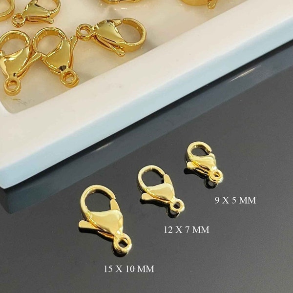 Lobster clasp gold filled 10 pcs, wholesale gold filled lobster clasp, 9x5mm, 12x7mm, 15x10mm clasp for jewelry making