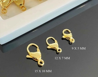 Lobster clasp gold filled 10 pcs, wholesale gold filled lobster clasp, 9x5mm, 12x7mm, 15x10mm clasp for jewelry making