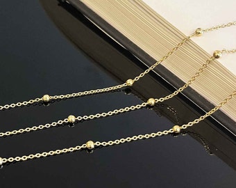 Gold filled ball satellite chain, 18k gold filled, gold bead chain, chain bulk wholesale, ankle chain, body chain, chain by the foot