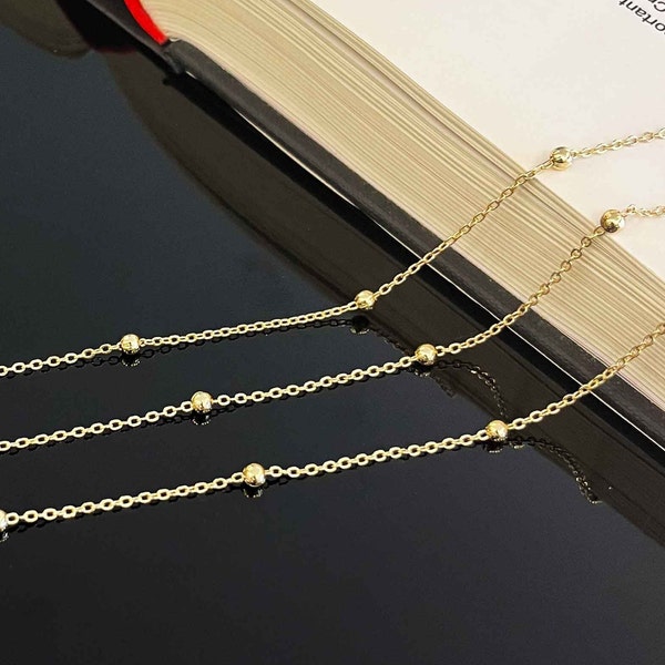 Gold filled ball satellite chain, 18k gold filled, gold bead chain, chain bulk wholesale, ankle chain, body chain, chain by the foot