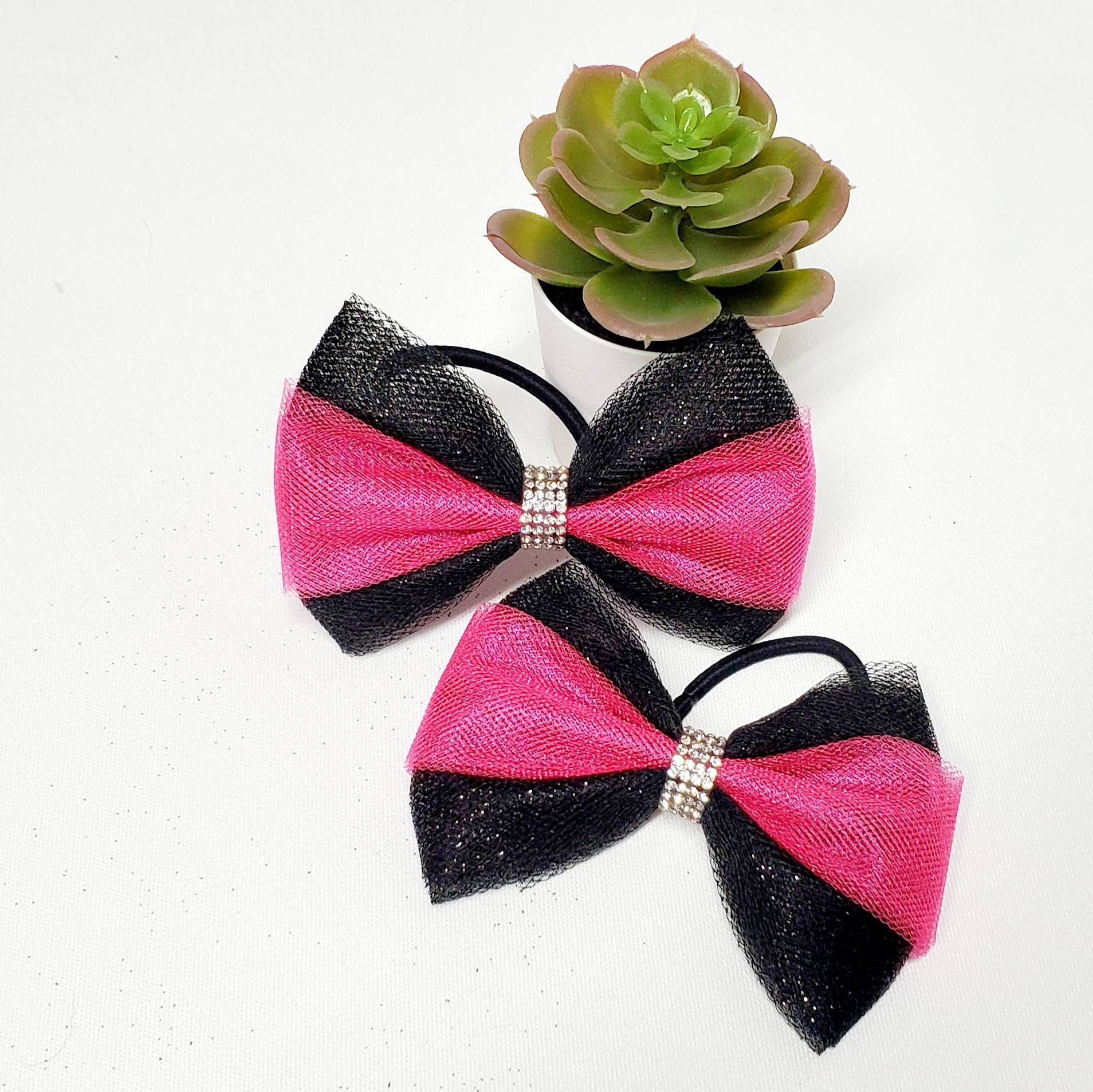 Bundle of two pink and black bow embellished headbands Everyday Essentials Basics (Neutral + Pink) | Ribbed Baby  main image 3