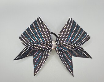 Ombre Cheer Bow | Pink & Purple Rhinestone Heart Hair Bow