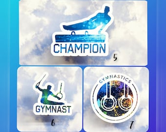 Custom Men's 3 Gymnastics Sticker Pack, Gymnastics Gift, Gymnast Sticker, Sticker Set, Gymnastics Gear