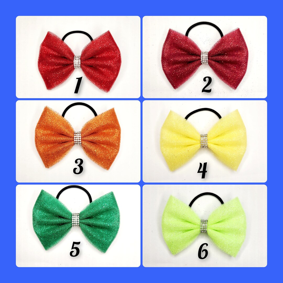Tulle Hair Bows 8 Hair Bows Gymnastics Hair Bow Cheer Hair Etsy