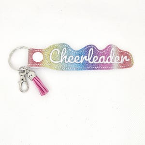 Cheerleader Keychain, Cheerleader bag tag, Cheerleader luggage tag, Cheer keyring, Cheerleader gift, Cheerleader team gift