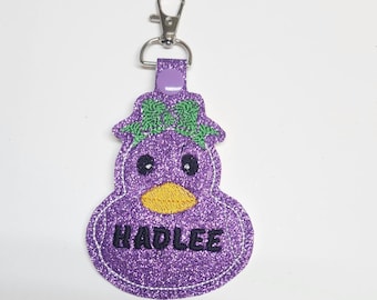 Porte-clés uniques Cheer Duck - Cadeau pour pom-pom girl - Lucky Duck - étiquette de sac brodée