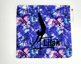 Purple Watercolor Grip Bag- Gymnastics grip bag, Paint splatter grip bag, Gymnastics gift, Birthday gift, Grip bag with name, Grips, Gymnast