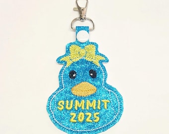 Porte-clés canard Lucky Cheer - étiquette de sac brodée, cadeau Summit