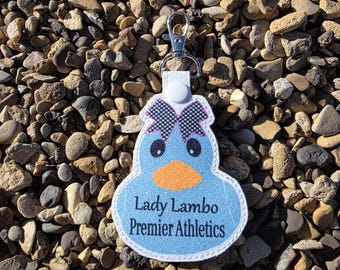Cheer Duck-bagagelabel, gepersonaliseerd teamcadeau, op maat gemaakte Lucky Duck-sleutelhanger