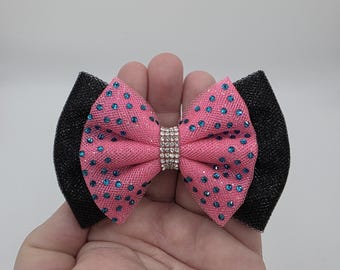 Nœud de gymnastique pour cheveux en tulle : bijou de danse Cheer avec strass