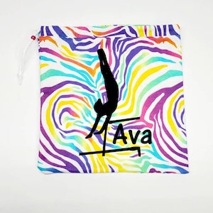 Rainbow Zebra Grip Bag- Gymnastics grip bag, Colorful grip bag, Gymnastics gift, Birthday gift, Personalized Grip Bag, Grips, Gymnast