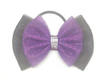 Noeud pour cheveux en tulle scintillant : noeud de gymnastique, d'acclamation et de danse