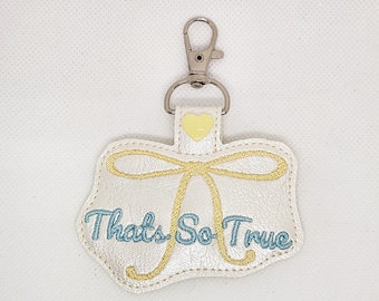 Portachiavi ricamato That's So True: etichetta per borsa Gracie Abrams Eras Tour