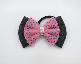 Gymnastics Tulle Hair Bow- Rhinestone Accessory, Dancer Gift, Cheer Team Gifts