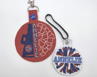 Cheer Bag Tag, Personalized Team Gift, Customized Bat Tag and Water Bottle Tags, High School Cheer Season Gift