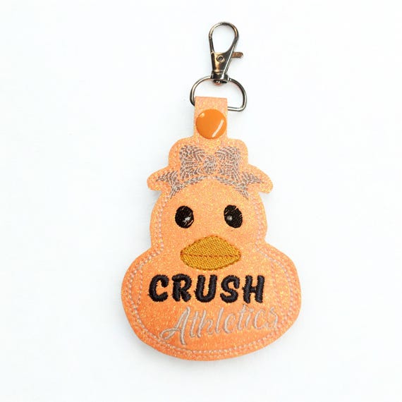 Unique Cheer Duck Keychains- Gift For Cheerleader- Lucky Duck- Embroidered Bag Tag