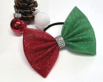 Noeud pour cheveux de Noël – Noeud de Noël rouge et vert