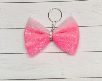 Bow Keychains- 4 Ombre bow Gymnastics gift, Meet gift, Cheer gift, Girls Keychain, Gymnastics bow, Girls birthday gift, Pro shop items