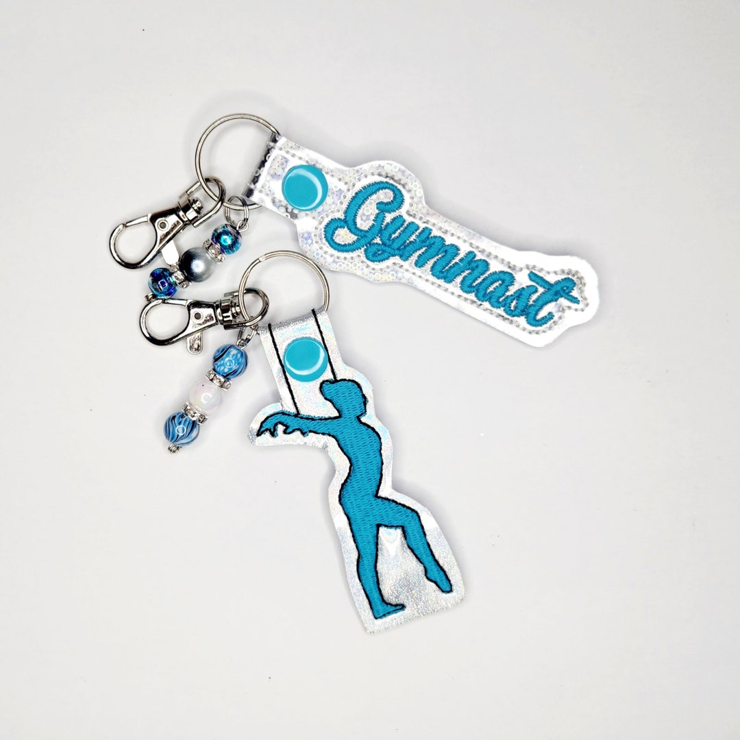 Keychain Gymnastics Keychain Set, Gymnast Gift, Teal Keychain