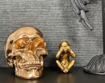 Gold Skull // Skull Decor // Gothic Decor // Handmade by Haus of Skulls