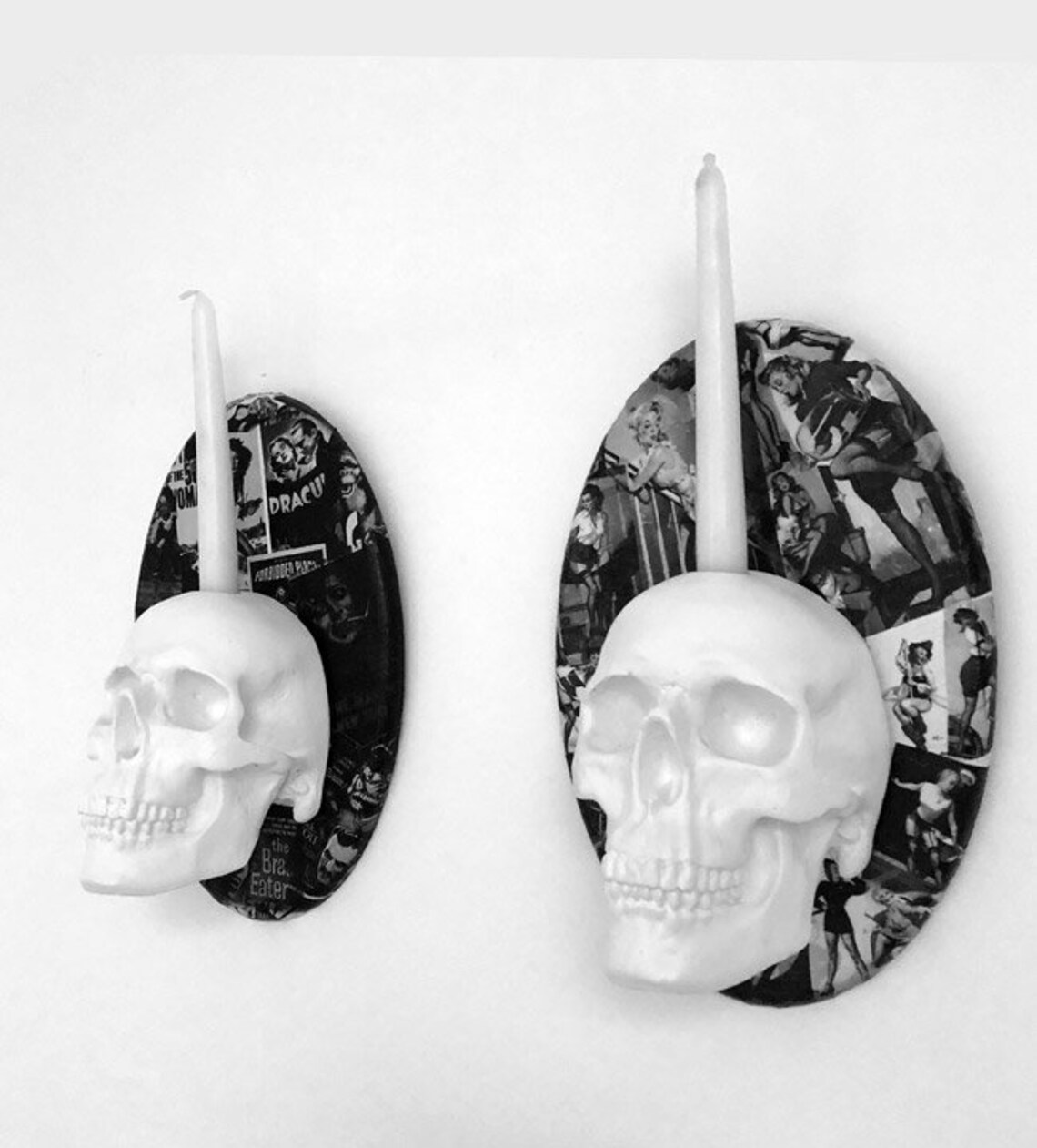 Skull Wall Plaque / Candle Holder // Skull Decor // Handmade Etsy