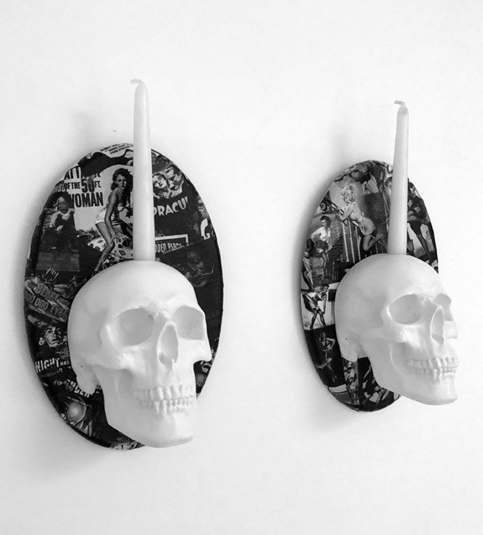 Skull Wall Plaque / Candle Holder // Skull Decor // Handmade Etsy