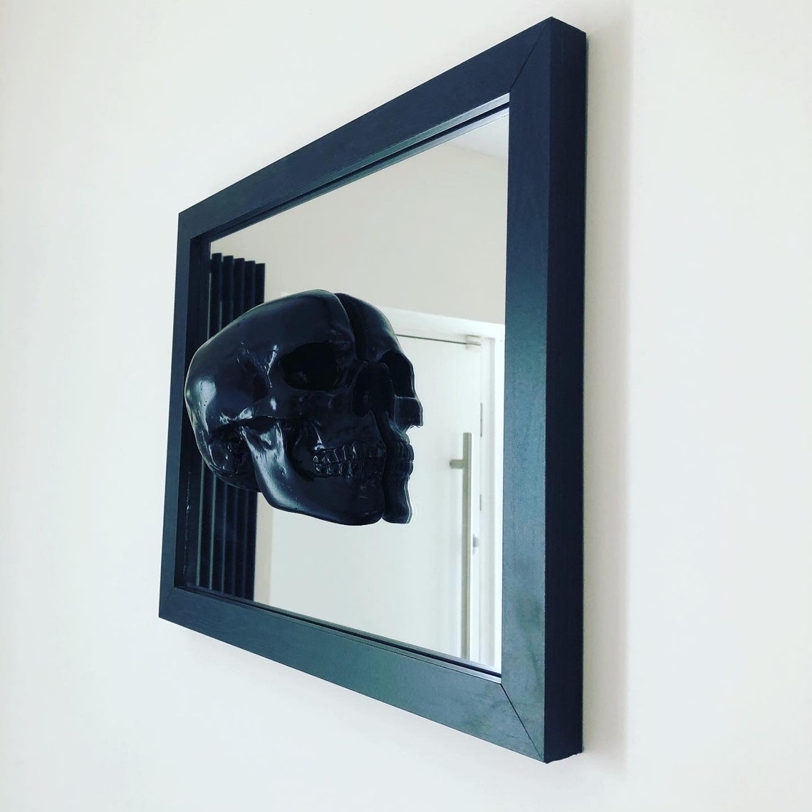 Framed 3D Mirror Skull // Skull Decor // Skull Art // Handmade Etsy