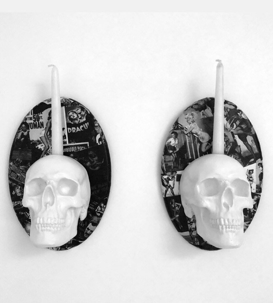 Skull Wall Plaque / Candle Holder // Skull Decor // Handmade Etsy