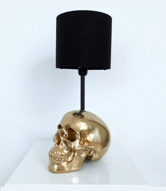 Gold Totenkopf Lampe // Totenkopf Deko // Totenkopflampe