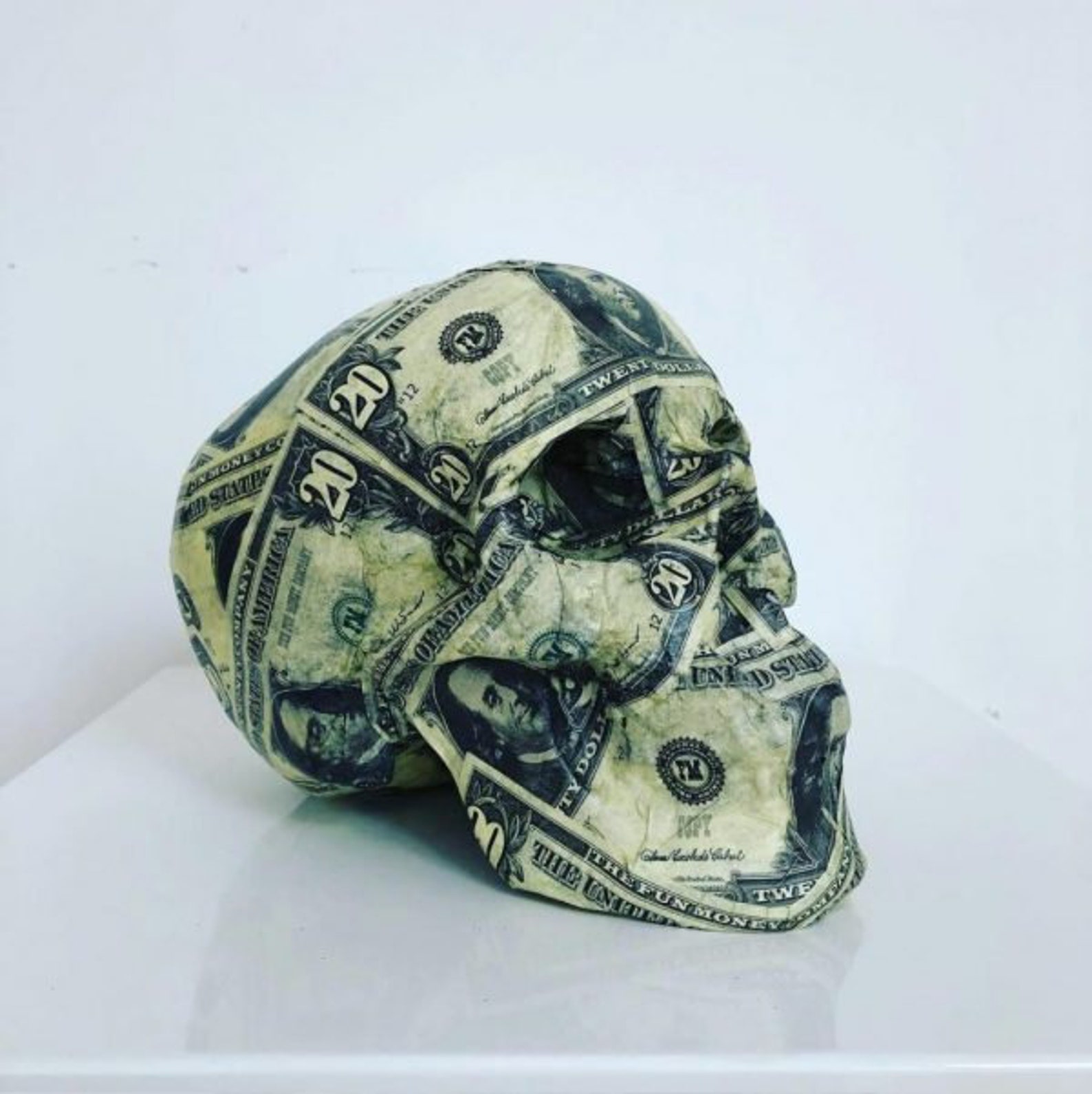 Decoupage Dollar Skull // Skull Decor // Handmade by Haus of Etsy